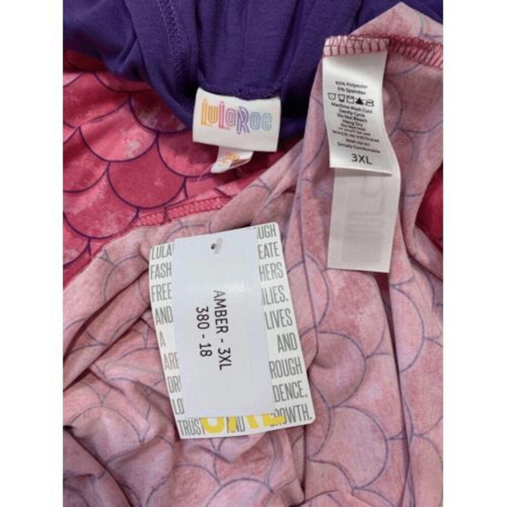 LuLaRoe Womens Hoodie Size 3XL Amber Mermaid Mermaids Pink Purple Sweatshirt NWT - Picture 3 of 3